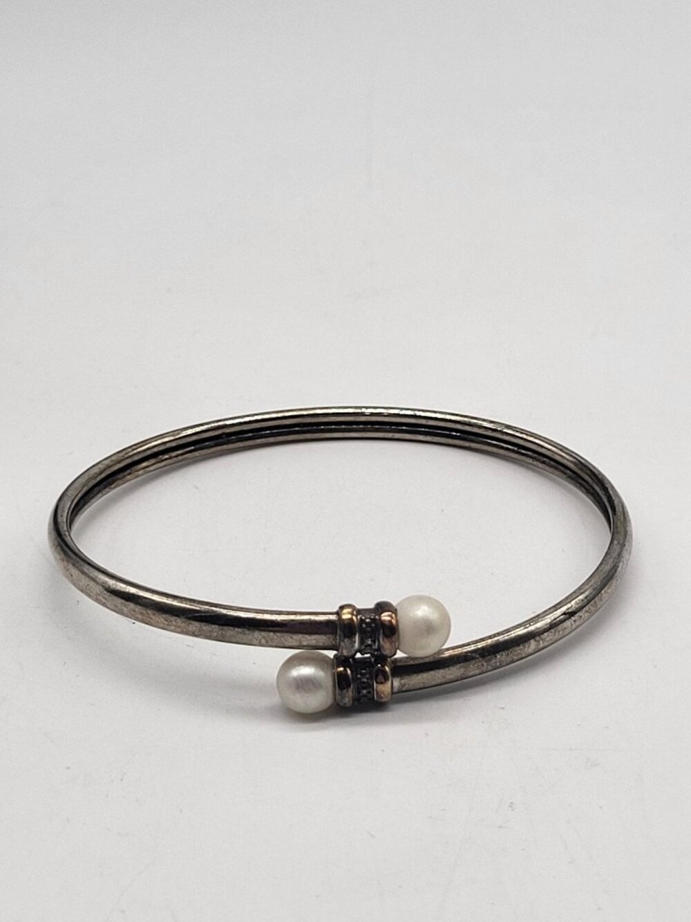 Alwand Vahan AV Sterling Silver 925 10k Pearl Bypass Bracelet Wrap *READ